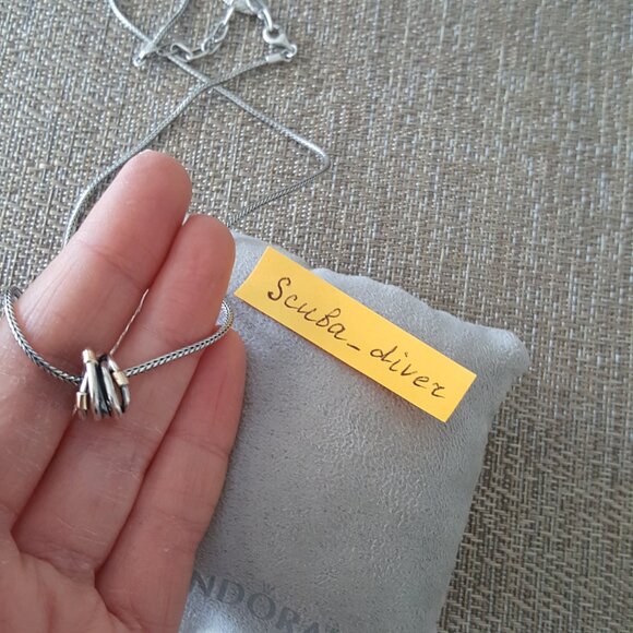 RARE Pandora Two-Tone 925 Silver 14K Gold Crossover Wrap Rope Pendant Necklace - Picture 7 of 12